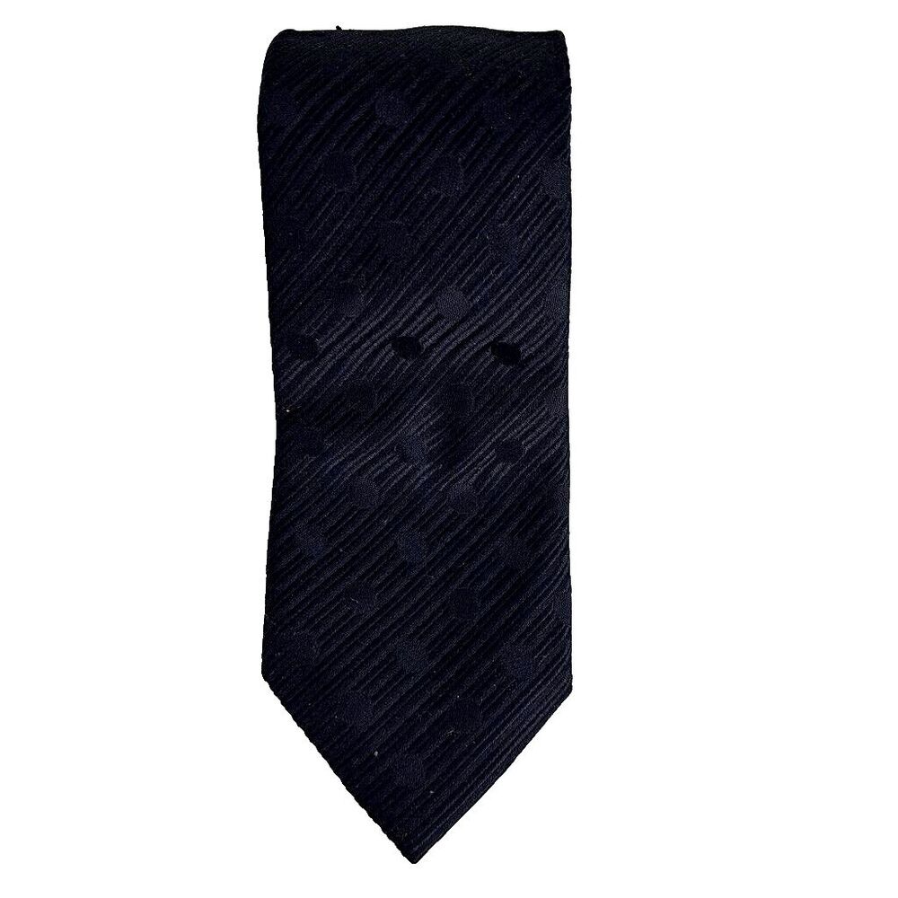 Eminent Domain Black Silk Slim Tie - Classic Striped Pattern Pre-owned Vintage